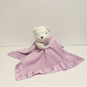 Carters White Bear Purple Lovey Security Blanket Silky Plush Holding Baby Toy